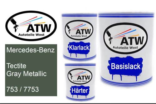 Mercedes-Benz, Tectite Gray Metallic, 753 / 7753: 1L Lackdose + 1L Klarlack + 500ml Härter - Set, von ATW Autoteile West.